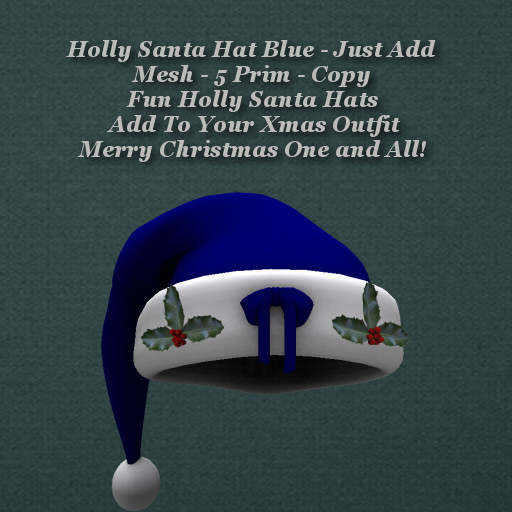 Holly Santa Hat Blue - Add
