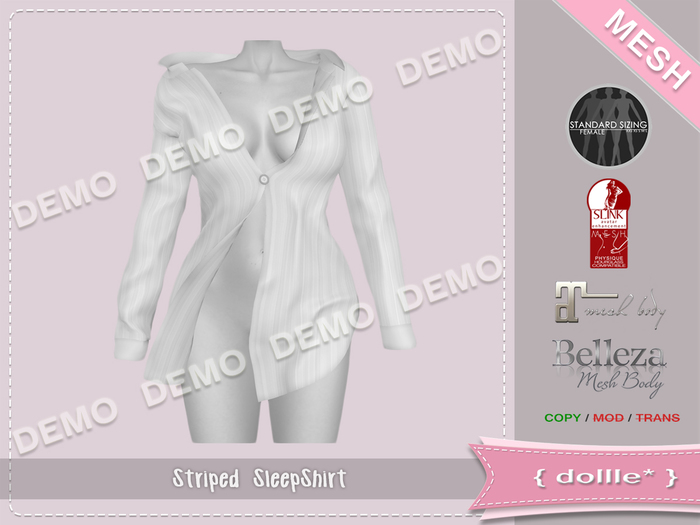 {dollle*} [DEMO] 107 Striped SleepShirt
