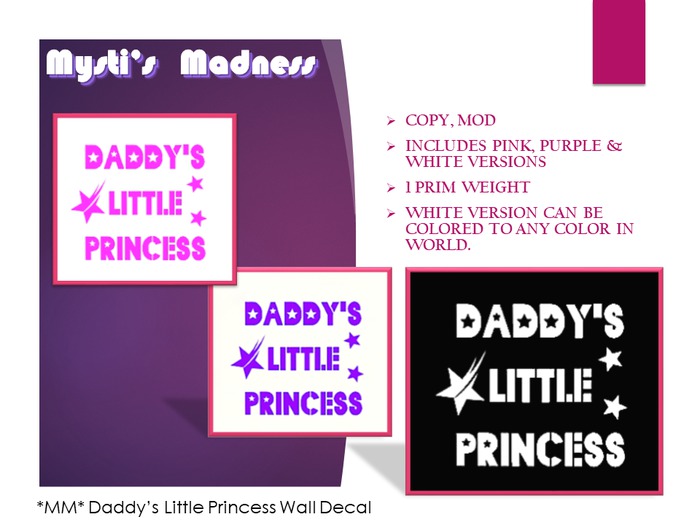Daddy's Little Princess Wall Decal Set-Boxed