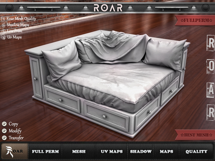 {::ROAR::} Full Perm Mesh Awesome Detailed Corner Seat And Bed