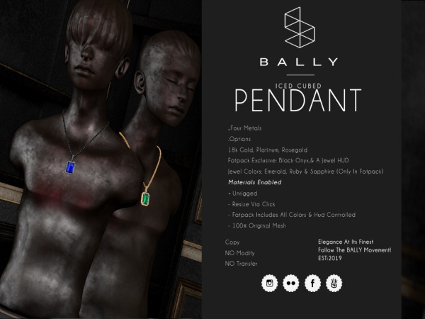 'BALLY' Iced Cubed Pendant Rosegold