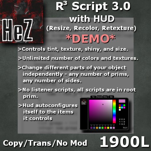 [HeZ] R3 Script 3.0d with HUD *DEMO* (retexture, recolor, resize)