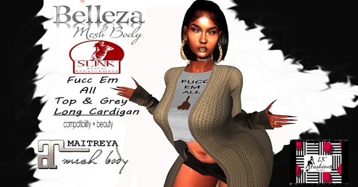 FUCC EM ALL TOP+grey cardigain