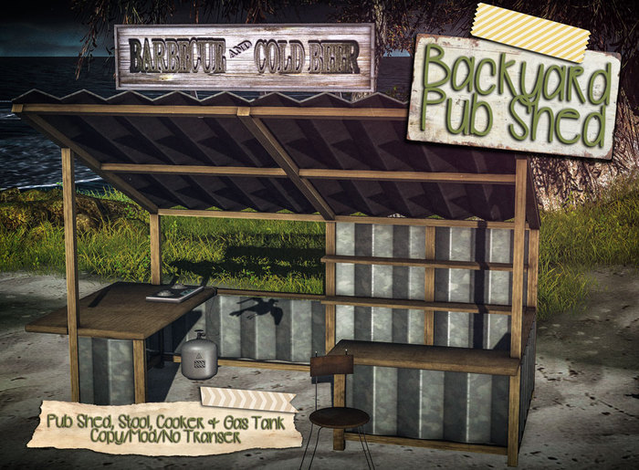 Backyard Pub Shed, Stool, Cooker & Gas - PG
