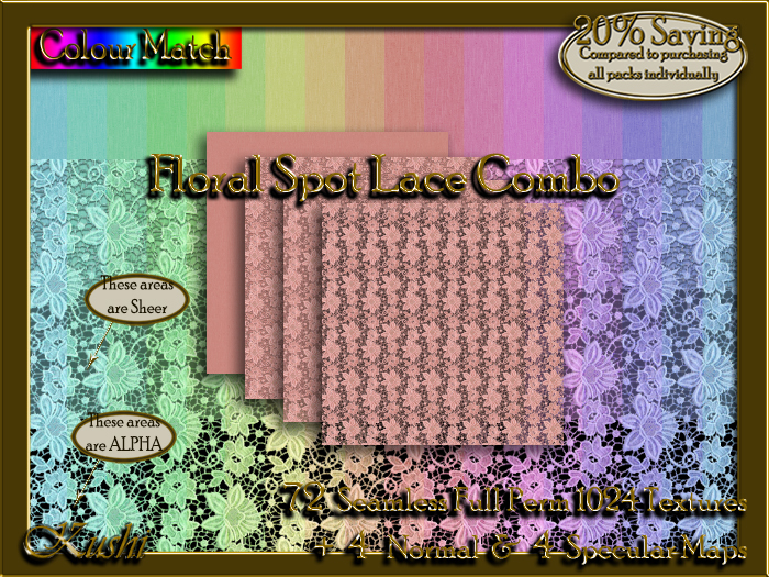 !Kushi! FloralSpotLaceCOMBO Textures -WearToUnpack