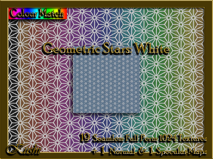 !Kushi! GeometricStarsWHITE Textures -WearToUnpack