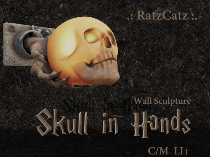 .: RatzCatz :. Skull in Hands Statue Wall