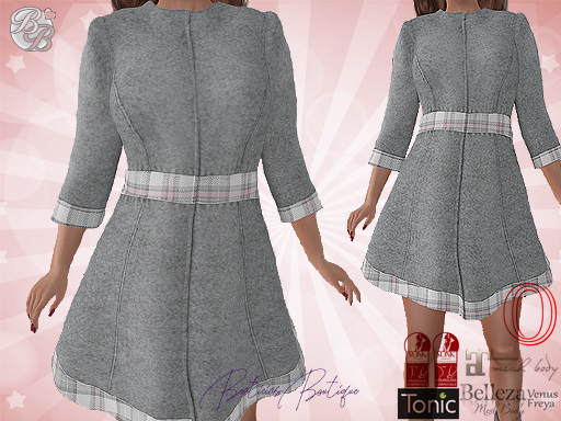 Grey - Pink Wool Coat