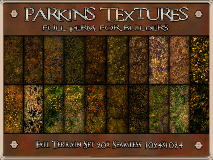 Parkins Textures - Fall Terrain Set - 20x Full Perm Seamless 1024x1024 - Autumn, Ground, Landscape, Moss, Roots, Leaves