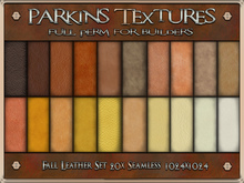 Parkins Textures - Fall Leather Set - 20x Full Perm Seamless 1024 - Fabric, Textile, Shoe, Boot, Bag, Jacket, Belt
