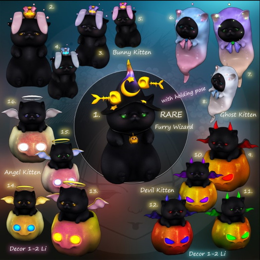 1. YOKAI - Night Kitten - Furry wizard RARE