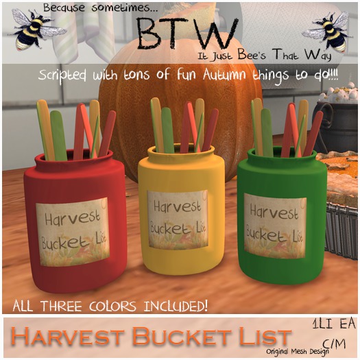 BTW - Harvest Bucket List 