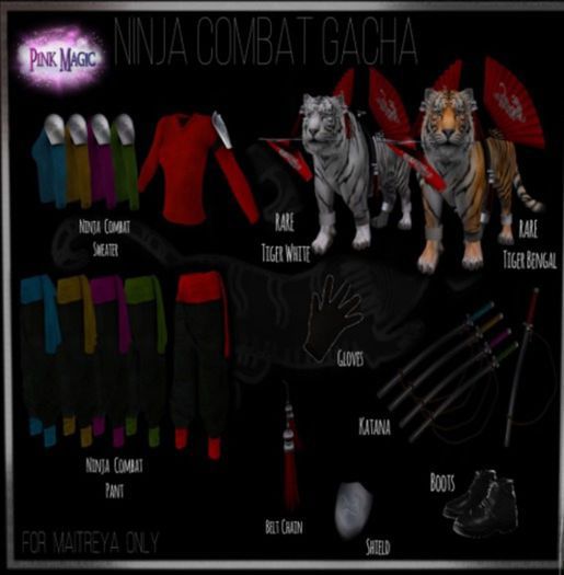 RARE Pink Magic :Ninja Combat : Rare : Tiger  White
