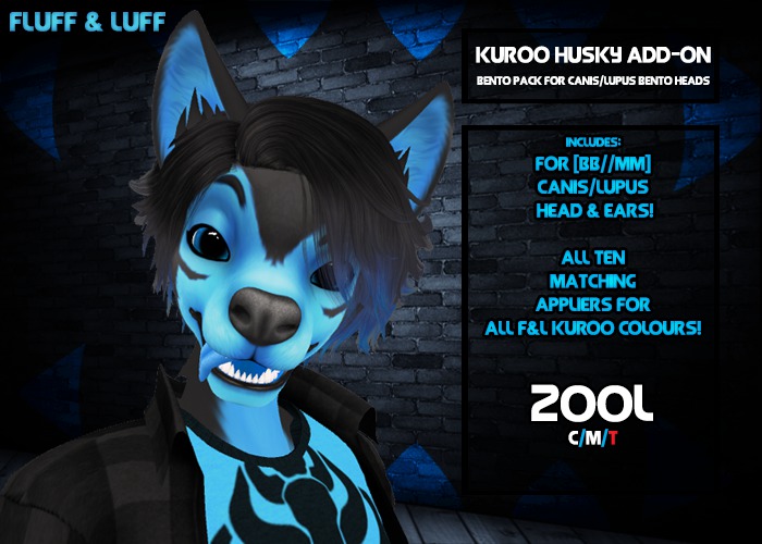 F&L - Kuroo Husky Add-On Pack - Canis/Lupus Head & Ear Appliers