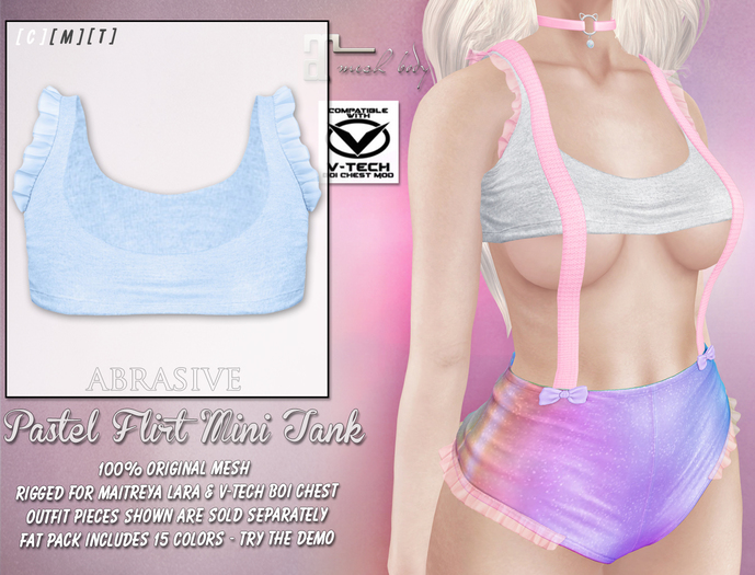 [ abrasive ] Pastel Flirt Mini Tank - Blue