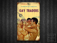 GAY TRADERS | Gay Pulp Poster | Rusty Retro Metal Sign