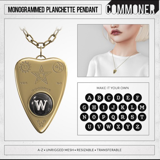 [Commoner] Monogrammed Planchette Pendant / U (wear)