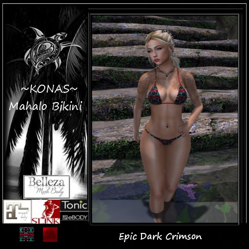 ~KONAS~Mahalo Bikini Epic Crimson w/Hud (ADD ME)