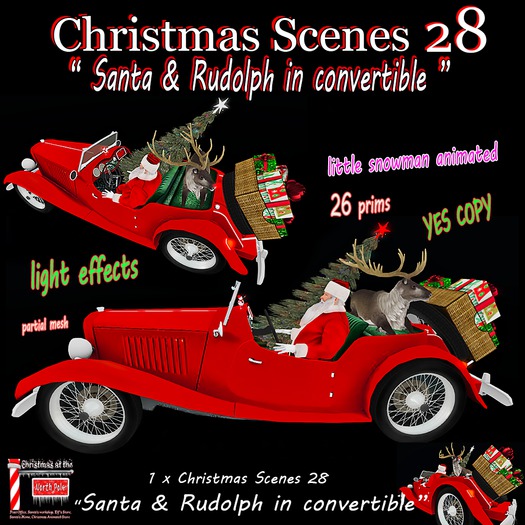 Christmas Scenes 28 "Santa & Rudolph in convertible" - Box