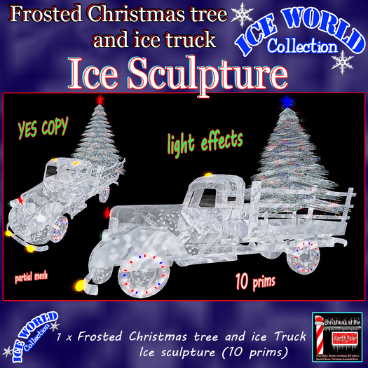 Frosted Christmas tree and ice truck - Ice Sculpture box