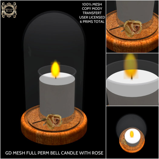 GD MESH FULL PERM BELL CANDLE WITH ROSE