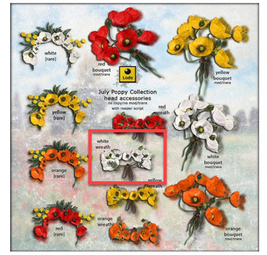 *LODE* Head Accessory - July Poppy Wreath [white]