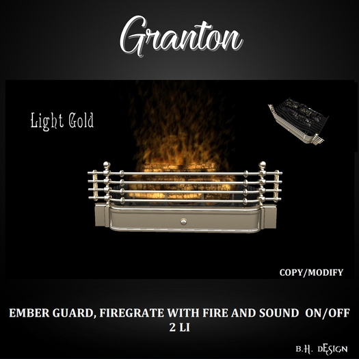 BHD GRANTON FIREGRATE 2 LIGHT GOLD