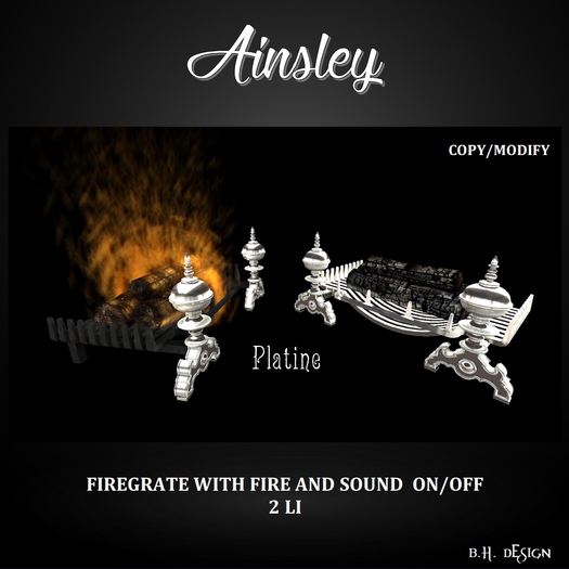 BHD AINSLEY FIREGRATE PLATINE