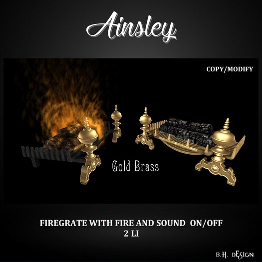 BHD AINSLEY FIREGRATE GOLD BRASS