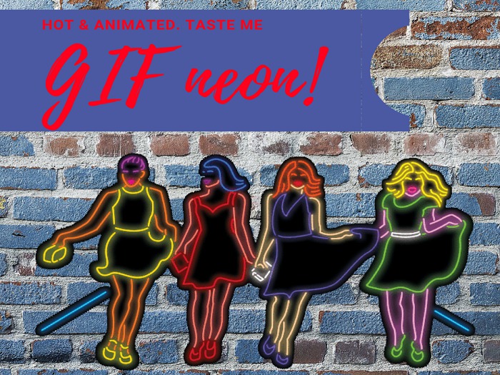 ON/OFF/Blinking/Anim Neon sign. Girlfriends fun. Gif