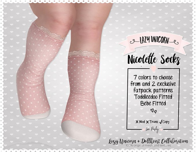 [Lazy Unicorn + Dollheart] Nicolette Socks - Grey
