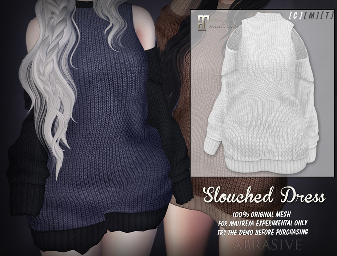 [ abrasive ] Slouched Dress - White