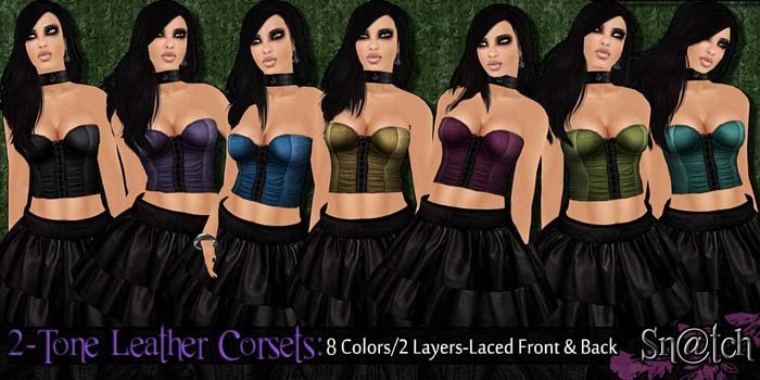 :::Sn@tch 2-Tone Leather Corsets:::