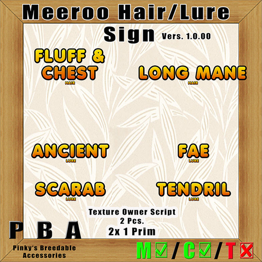 PBA - Meeroo Hair / Lure Sign Vers. 1.Box