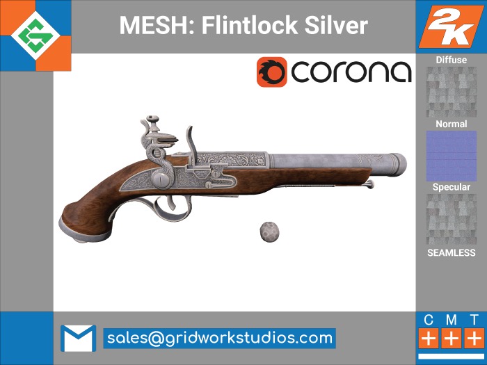 [ G.W.S. ] MESH: Flintlock Pistol Silver