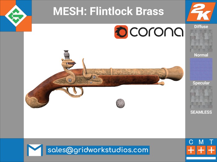 [ G.W.S. ] MESH: Flintlock Pistol Brass