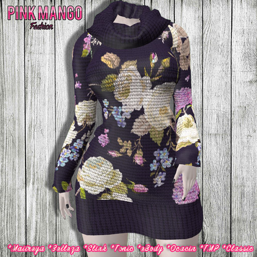 *Pink Mango* Sarah Roll Neck Sweater Dress ROSES