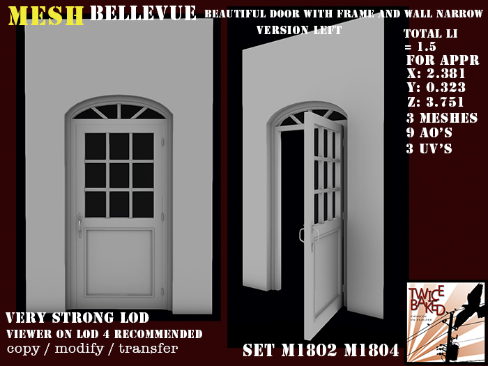 "TB" Bellevue beautiful door inspired on le petit trianon door version left narrow M1802 M1804