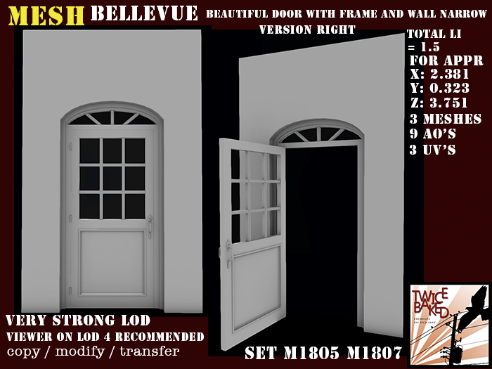 "TB" Bellevue beautiful door inspired on le petit trianon door version right narrow M1805 M1807
