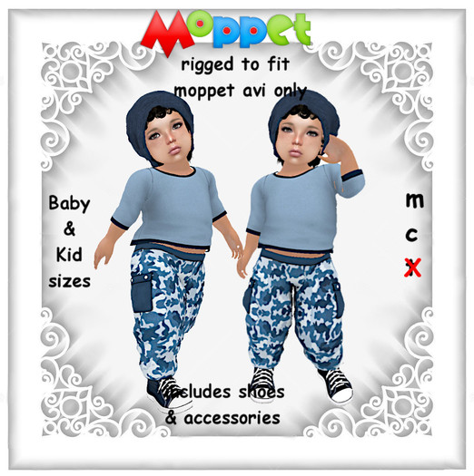Moppet Blue Camo Pants and Tee Set