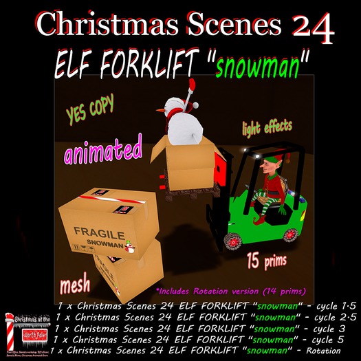 Christmas Scenes 24 - ELF FORKLIFT "snowman" - Box