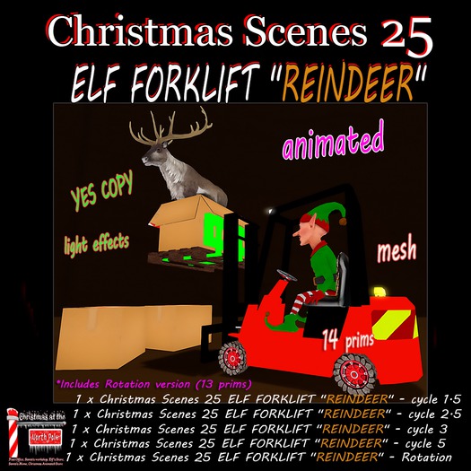 Christmas Scenes 25 ELF FORKLIFT "REINDEER" - Box