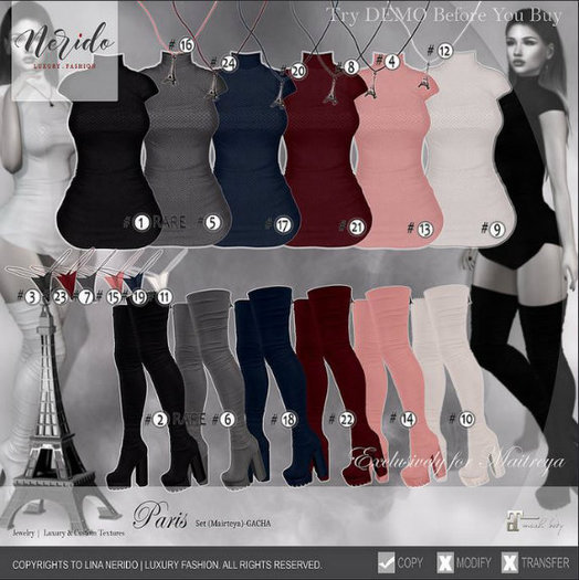 #10~Nerido~ Paris High Boots (Maitreya)-White