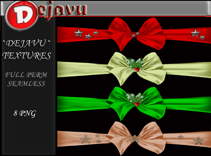 ^Dejavu^ Full Perm  Christmas Ribbons Png