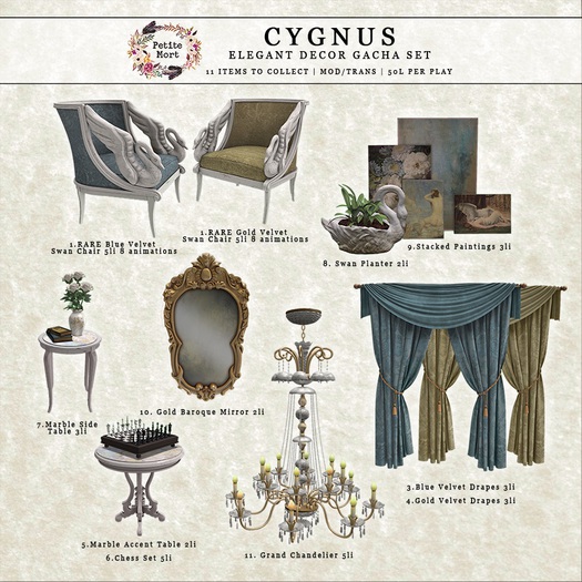 Petite Mort- Cygnus Marble End Table