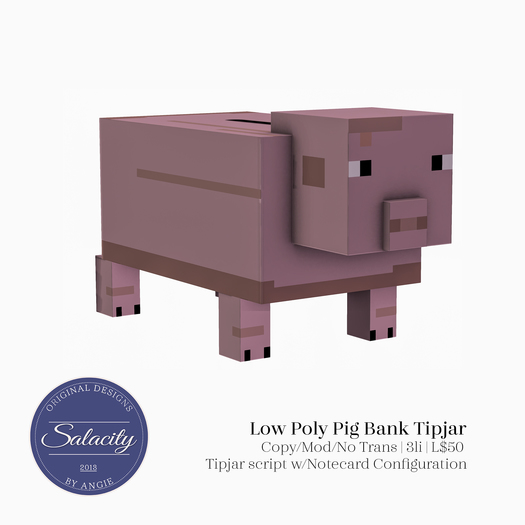 Salacity - Low Poly Pig Tipjar