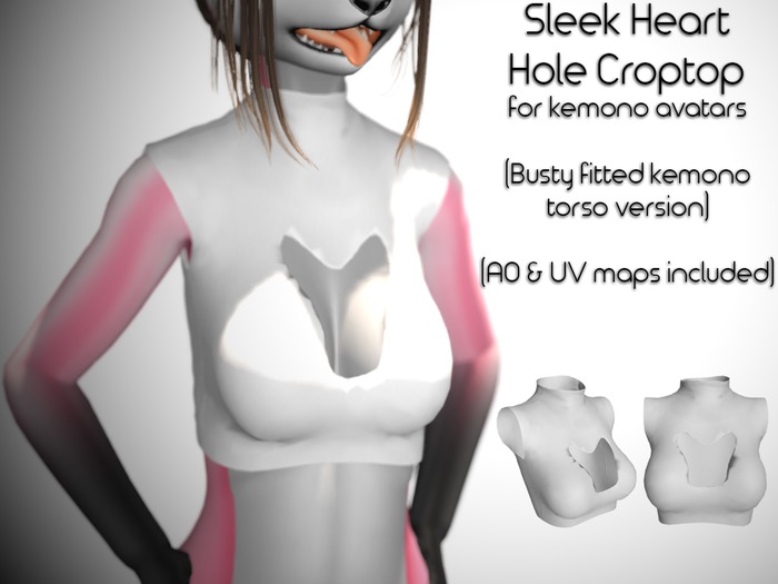 LMF Fitted Kemono Torso Sleek Heart Hole Croptop