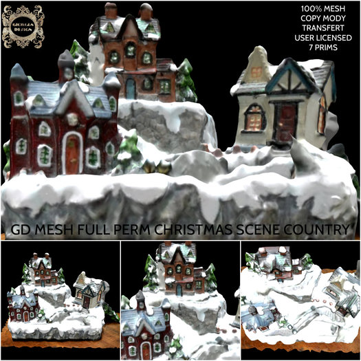 GD MESH FULL PERM CHRISTMAS SCENE COUNTRY