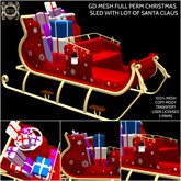 GD MESH FULL PERM CHRISTMAS SLED WITH LOT OF SANTA CLAUS