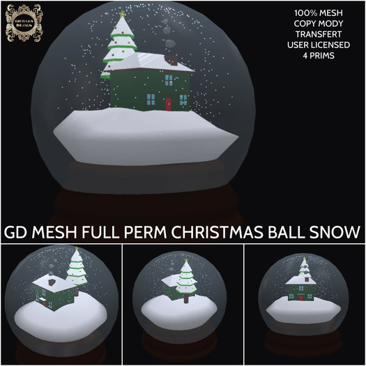 GD MESH FULL PERM CHRISTMAS BALL SNOW